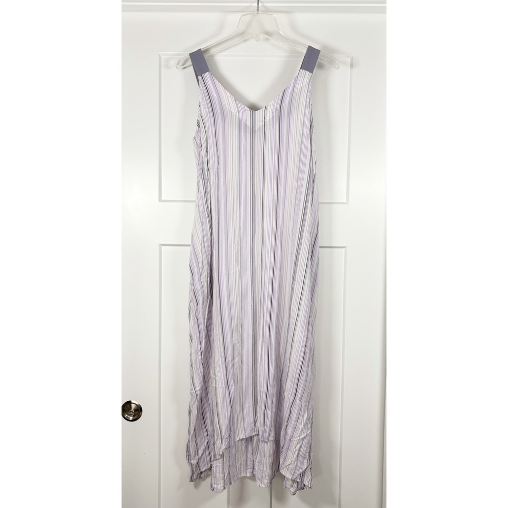 Simply Vera Vera Wang Dress Womens Small Purple Striped Sleeveless Maxi Pockets